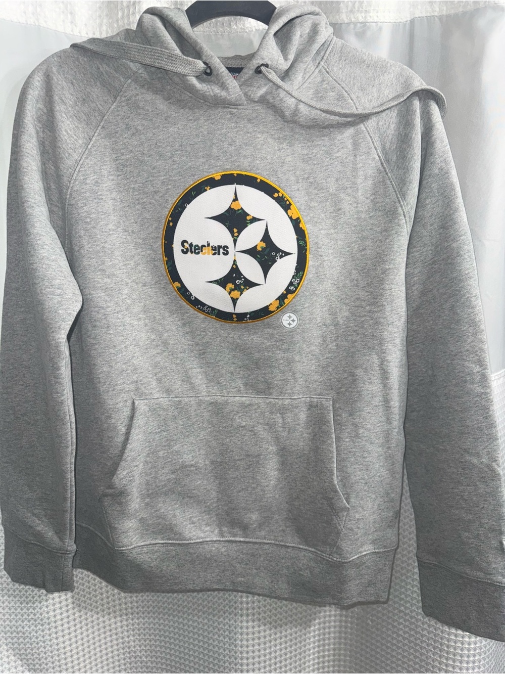 NFL Women's Gray Hoodie with Black and Gold Team Emblem